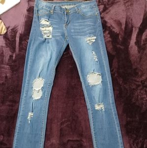 Medium stone washed ripped jeans
